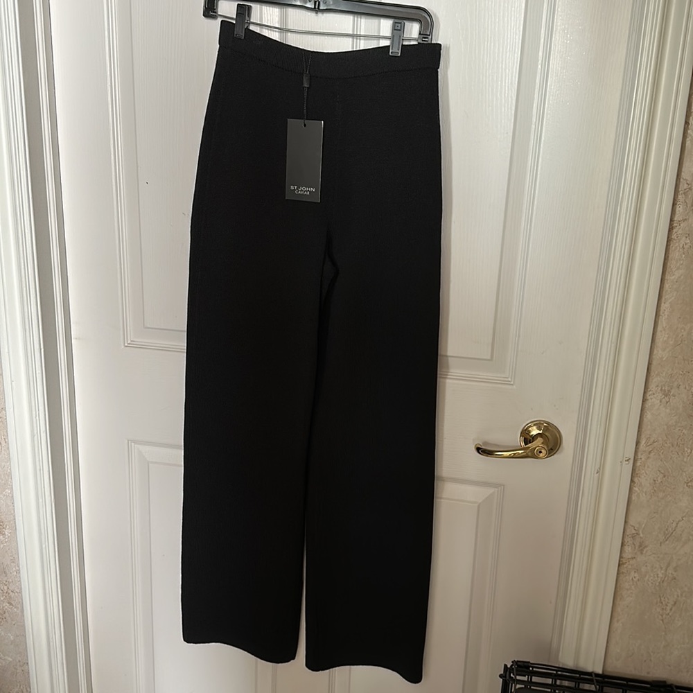 St. John Caviar Black Knit Pants Size 6 NWT